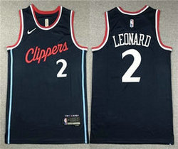 Nike Los Angeles Clippers #2 Kawhi Leonard 2024-25 Navy Authentic Stitched NBA Jersey