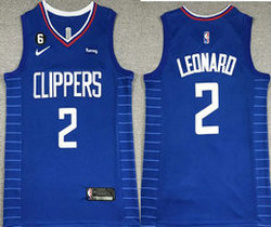 Nike Los Angeles Clippers #2 Kawhi Leonard Blue 6 Patch 22-23 With Advertising Authentic Stitched NBA Jersey