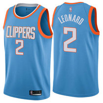 Nike Los Angeles Clippers #2 Kawhi Leonard Blue Game City Authentic Stitched NBA jersey