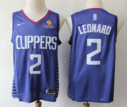 Nike Los Angeles Clippers #2 Kawhi Leonard Blue Game With Advertising patch Authentic Stitched NBA jersey
