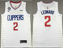 Nike Los Angeles Clippers #2 Kawhi Leonard White 6 Patch With Advertising Authentic Stitched NBA Jersey