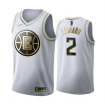 Nike Los Angeles Clippers #2 Kawhi Leonard White Gold Game Authentic Stitched NBA jersey