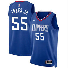 Nike Los Angeles Clippers #55 Derrick Jones Jr Blue Icon Edition Stitched Jersey