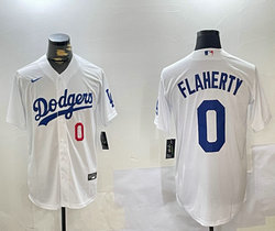 Nike Los Angeles Dodgers #0 Jack Flaherty White Authentic Stitched MLB Jersey