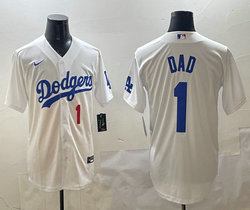 Nike Los Angeles Dodgers #1 Dad White Authentic Stitched MLB Jersey