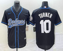 Nike Los Angeles Dodgers #10 Justin Turner Black Game Joint Authentic Stitched MLB Jersey