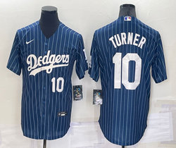 Nike Los Angeles Dodgers #10 Justin Turner Blue White 10 in front White stripe Throwback Authentic Stitched MLB jersey
