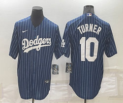 Nike Los Angeles Dodgers #10 Justin Turner Blue White stripe Authentic Stitched MLB jersey