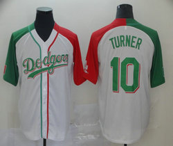 Nike Los Angeles Dodgers #10 Justin Turner Green Red Authentic Stitched MLB Jersey