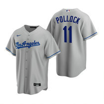 Nike Los Angeles Dodgers #11 A.J. Pollock Gray Game Authentic Stitched MLB Jersey
