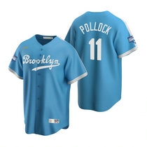 Nike Los Angeles Dodgers #11 A.J. Pollock Light Blue 2020 World Series Champions Cooperstown Collection Jersey