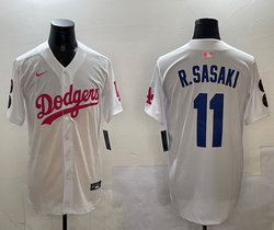 Nike Los Angeles Dodgers #11 Roki Sasaki White Fashion Joint Jersey