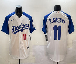 Nike Los Angeles Dodgers #11 Roki Sasaki White_Blue Baseball Jersey
