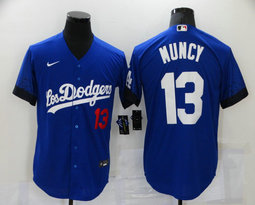 Nike Los Angeles Dodgers #13 Max Muncy Blue 2021 City Numbers Game Authentic Stitched MLB Jersey