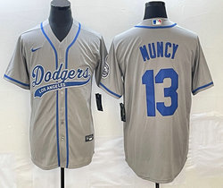 Nike Los Angeles Dodgers #13 Max Muncy Gray Joint Name Game Authentic Stitched MLB Jersey