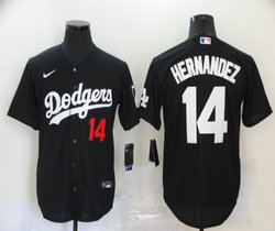 Nike Los Angeles Dodgers #14 Enrique Hernandez Black red 14 front  Inverted Legend Authentic Stitched MLB jerseys