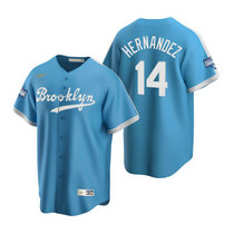 Nike Los Angeles Dodgers #14 Enrique Hernandez Light Blue 2020 World Series Champions Cooperstown Collection Jersey