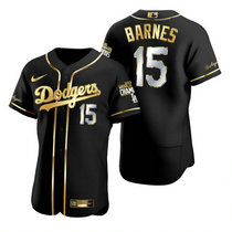 Nike Los Angeles Dodgers #15 Austin Barnes Black Golden 2020 World Series Champions Jersey