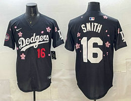 Nike Los Angeles Dodgers #16 Will Smith Black 16 front Tokyo Series MLB Jersey