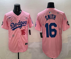 Nike Los Angeles Dodgers #16 Will Smith Pink 2025 Tokyo Series Stitched MLB Jersey