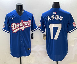 Nike Los Angeles Dodgers #17 大谷翔平 Blue 2(II) flag Joint MLB Jersey