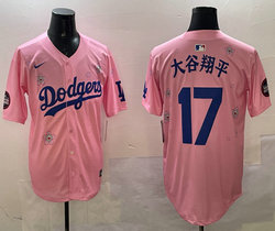 Nike Los Angeles Dodgers #17 大谷翔平 Pink 2025 Tokyo Series Stitched MLB Jersey