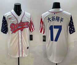 Nike Los Angeles Dodgers #17 大谷翔平 White 1(I) flag Joint MLB Jersey