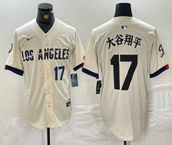 Nike Los Angeles Dodgers #17 大谷翔平 Cream 2024 City 17 Front Game Authentic Stitched MLB Jersey