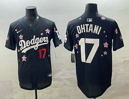 Nike Los Angeles Dodgers #17 Shohei Ohtani Black 17 front Tokyo Series MLB Jersey
