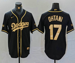 Nike Los Angeles Dodgers #17 Shohei Ohtani Black Fashion Gold Name Authentic Stitched MLB Jersey