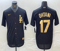 Nike Los Angeles Dodgers #17 Shohei Ohtani Black Gold 4(IV) Stitched MLB Jersey