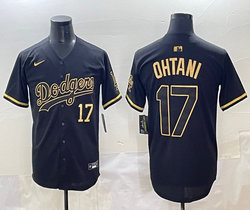 Nike Los Angeles Dodgers #17 Shohei Ohtani Black Gold 5(V) Joint MLB Jersey