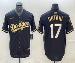 Nike Los Angeles Dodgers #17 Shohei Ohtani Black Gold Game Authentic Stitched MLB Jersey