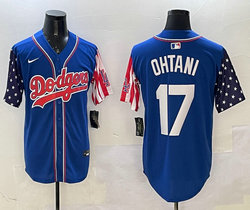 Nike Los Angeles Dodgers #17 Shohei Ohtani Blue 1(I) flag Joint MLB Jersey