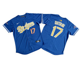 Nike Los Angeles Dodgers #17 Shohei Ohtani Blue Gold Name Champions Limited MLB Jersey