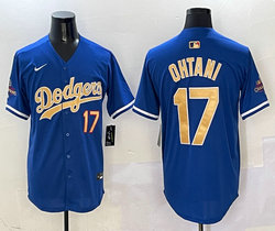 Nike Los Angeles Dodgers #17 Shohei Ohtani Blue Name Champions Jersey