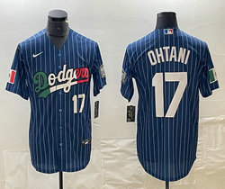 Nike Los Angeles Dodgers #17 Shohei Ohtani Blue White stripe 17 in front Authentic Stitched MLB jerseys