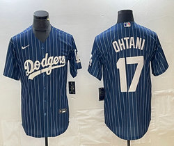 Nike Los Angeles Dodgers #17 Shohei Ohtani Blue White stripe Game Stitched MLB Jersey
