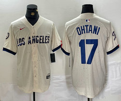 Nike Los Angeles Dodgers #17 Shohei Ohtani Cream Fashion Game Authentic Stitched MLB Jersey