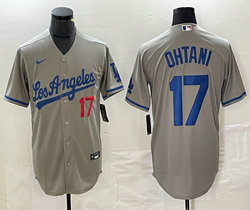 Nike Los Angeles Dodgers #17 Shohei Ohtani Gary  Los Angeles #17 in front Game Authentic Stitched MLB Jersey