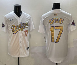 Nike Los Angeles Dodgers #17 Shohei Ohtani Gold Name Champions Jersey