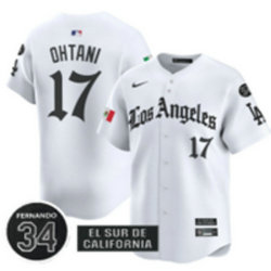 Nike Los Angeles Dodgers #17 Shohei Ohtani White 5(V) Joint With 34 MLB Jersey