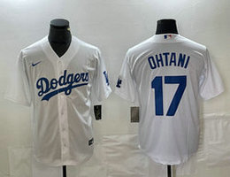 Nike Los Angeles Dodgers #17 Shohei Ohtani White Game Authentic Stitched MLB Jersey