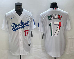 Nike Los Angeles Dodgers #17 Shohei Ohtani White Throwback Typeface Red 17 front Authentic Stitched MLB Jersey