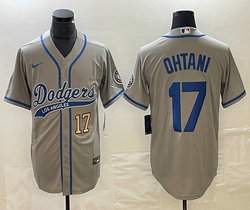 Nike Los Angeles Dodgers #17 Shohei Ohtani grey Joint 17 on front Stitched MLB Jersey