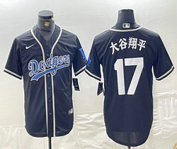 Nike Los Angeles Dodgers #17 大谷翔平 Black Fashion Game Authentic Stitched MLB Jersey