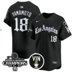 Nike Los Angeles Dodgers #18 Yoshinobu Yamamoto Black 7(VII) Joint MLB Jersey