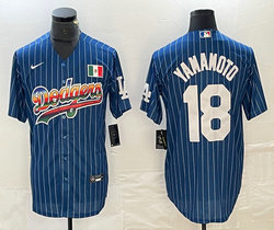 Nike Los Angeles Dodgers #18 Yoshinobu Yamamoto Blue Throwbalck Mexico Baseball Jersey