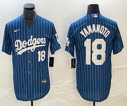 Nike Los Angeles Dodgers #18 Yoshinobu Yamamoto Blue Throwbalck With White 18 Baseball Jersey