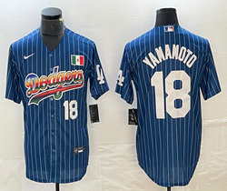 Nike Los Angeles Dodgers #18 Yoshinobu Yamamoto Blue Throwbalck With White 18 Mexico Baseball Jersey